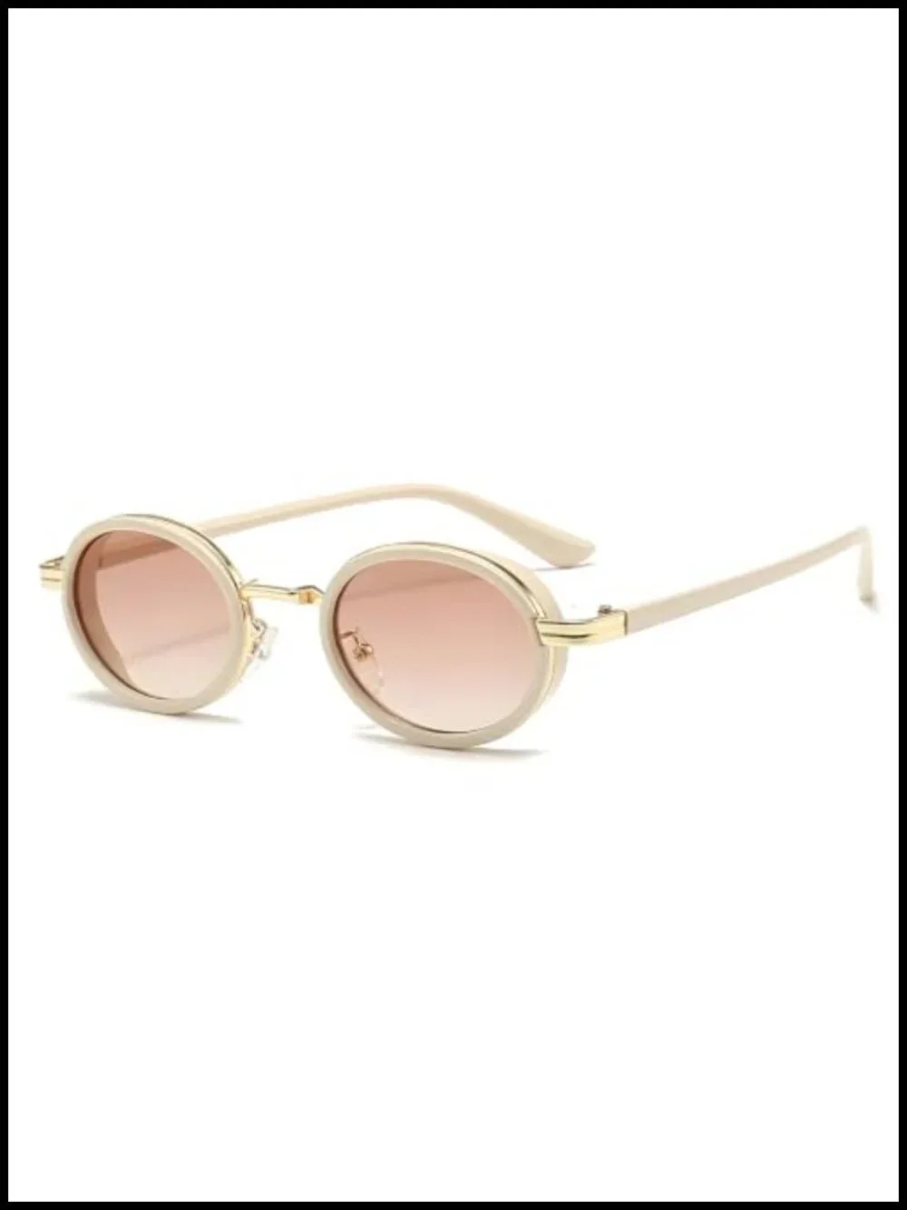 Vintage Small Oval UV400 Sunglasses with Metal Frame